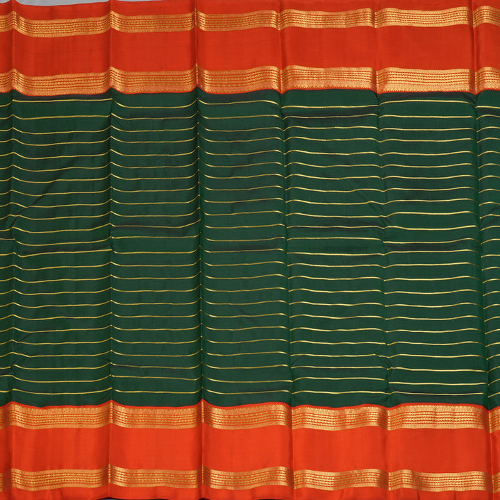 Hayagrivas Handloom Bottle Green Kanjivaram Silk Saree with Red Border KBF179E5-2