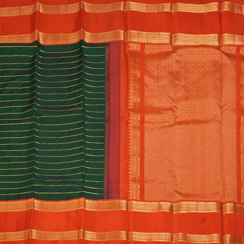 Hayagrivas Handloom Bottle Green Kanjivaram Silk Saree with Red Border KBF179E5-2