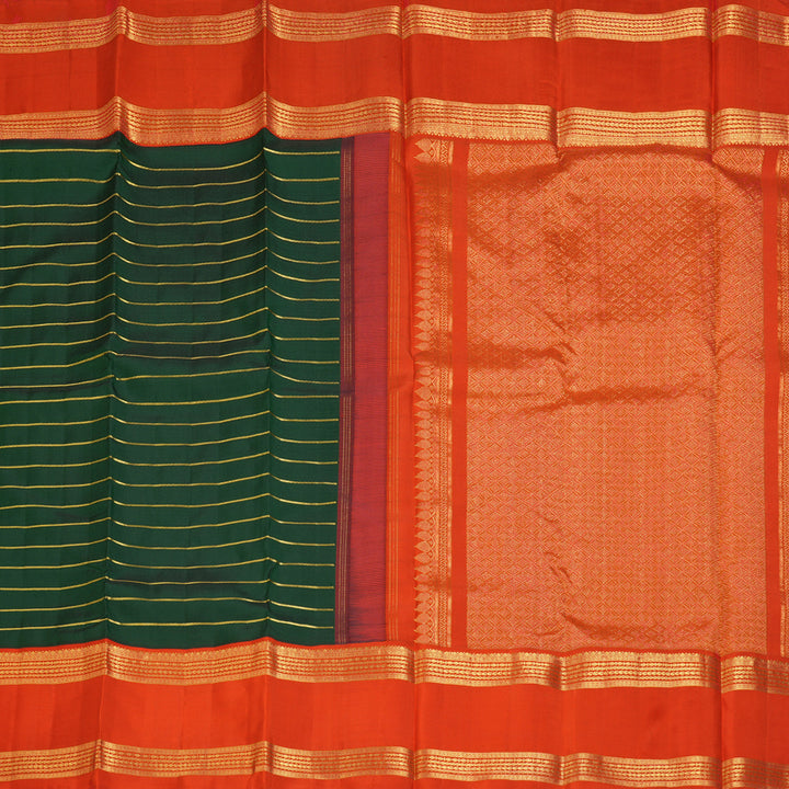 Hayagrivas Handloom Bottle Green Kanjivaram Silk Saree with Red Border KBF179E5-2