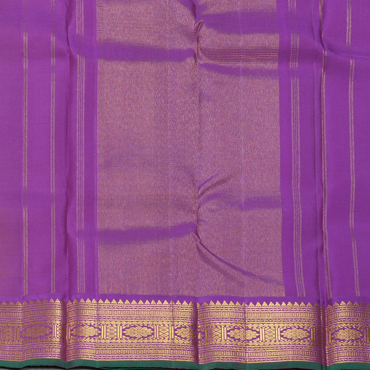 Hayagrivas Handloom Mustard Yellow Kanjivaram Silk Saree with Voilet Border KBF180E6-1