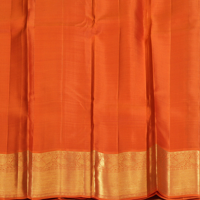 Hayagrivas Handloom Peacock Blue Kanjivaram Silk Saree with Orange Border KBF180E8-1