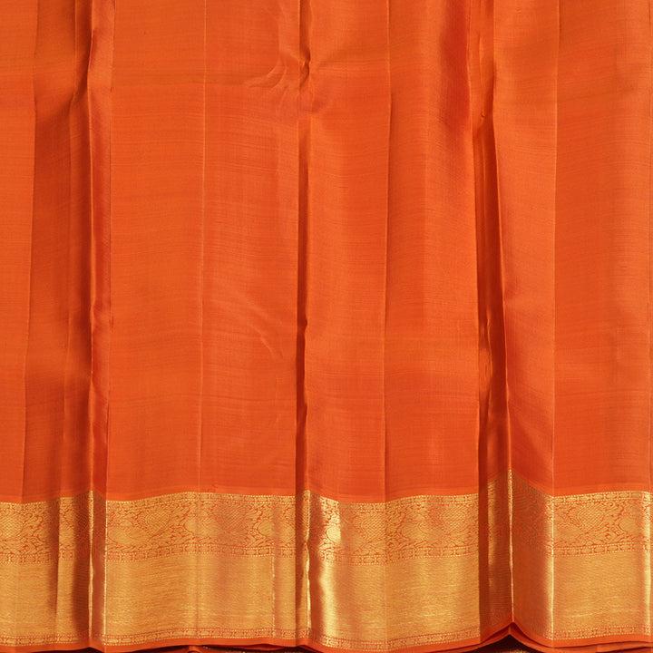 Hayagrivas Handloom Peacock Blue Kanjivaram Silk Saree with Orange Border KBF180E8-1