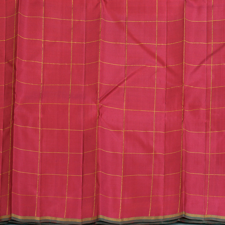 Hayagrivas Handloom Multicolour Checks Kanjivaram Silk Saree with Reddish Pink Border KBF182E1-1