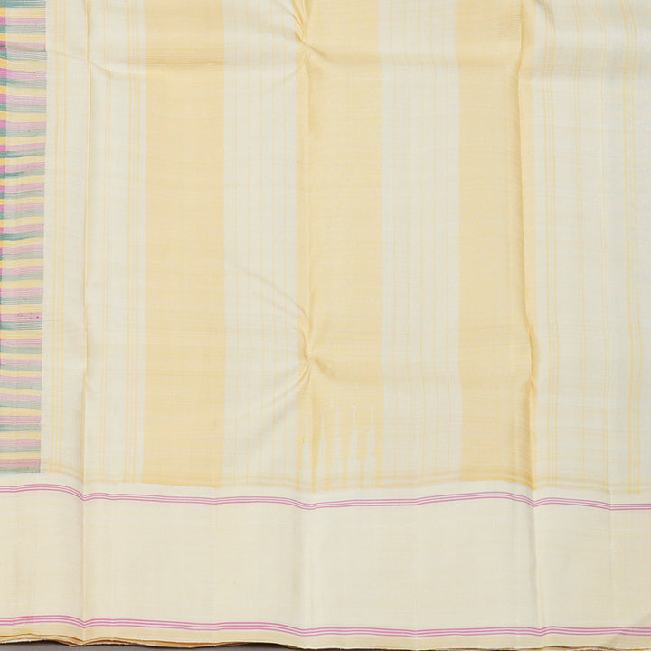 Hayagrivas Handloom Multicolour Checks Kanjivaram Silk Saree with Ivory Border KBF182E4-1