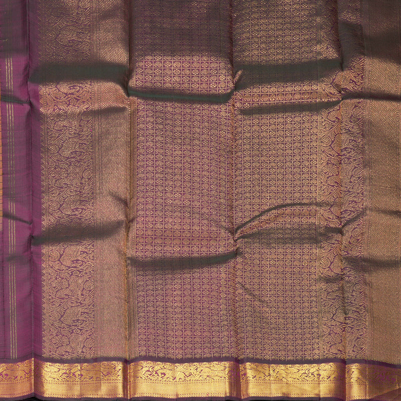 Hayagrivas Handloom Yellow Kanjivaram Silk Saree with Wine Purple Border KBF182E6-1