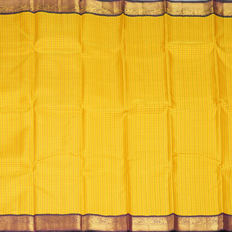 Hayagrivas Handloom Yellow Kanjivaram Silk Saree with Wine Purple Border KBF182E6-1