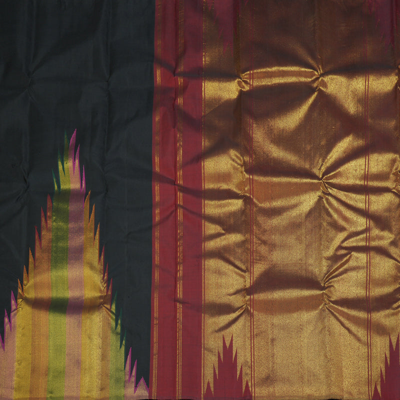 Hayagrivas Handloom Black Kanjivaram Silk Saree KBF183E2-1