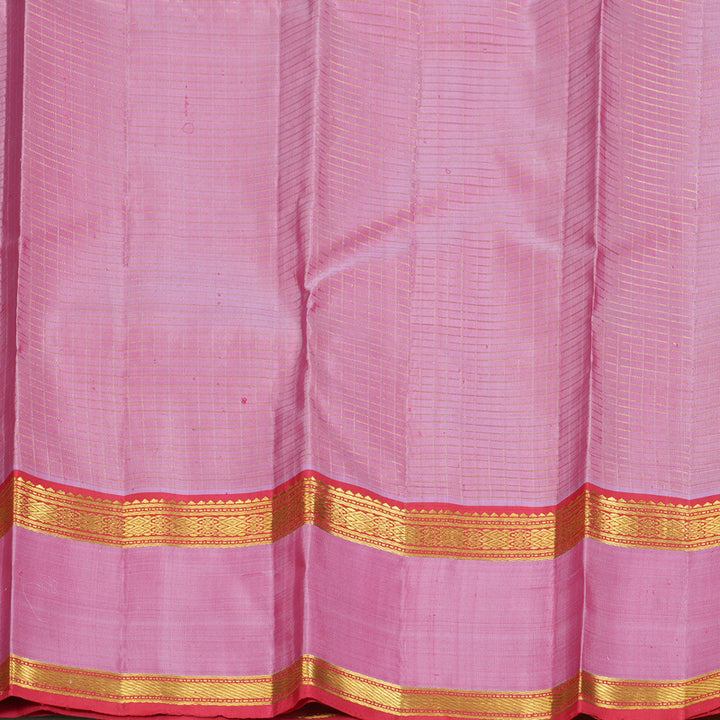 Hayagrivas Handloom Sea Green Kanjivaram Silk Saree with Pink Border KBF184E1-1