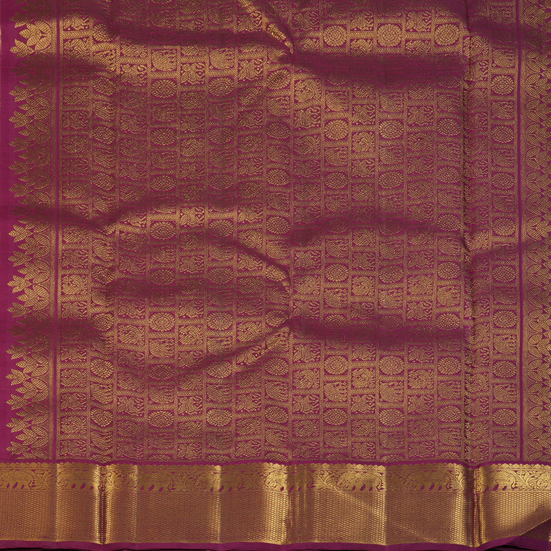 Hayagrivas Handloom Fanta Orange Kanjivaram Silk Saree with Dark Pink Border KBF186E1-2