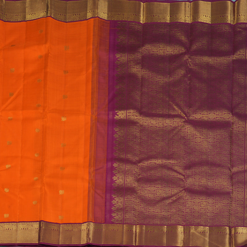 Hayagrivas Handloom Fanta Orange Kanjivaram Silk Saree with Dark Pink Border KBF186E1-2