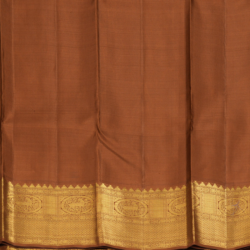 Hayagrivas Handloom Lime Green Kanjivaram Silk Saree with Chocolate Brown Border KBF186E2-2