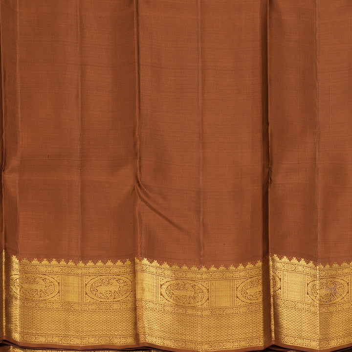 Hayagrivas Handloom Lime Green Kanjivaram Silk Saree with Chocolate Brown Border KBF186E2-2