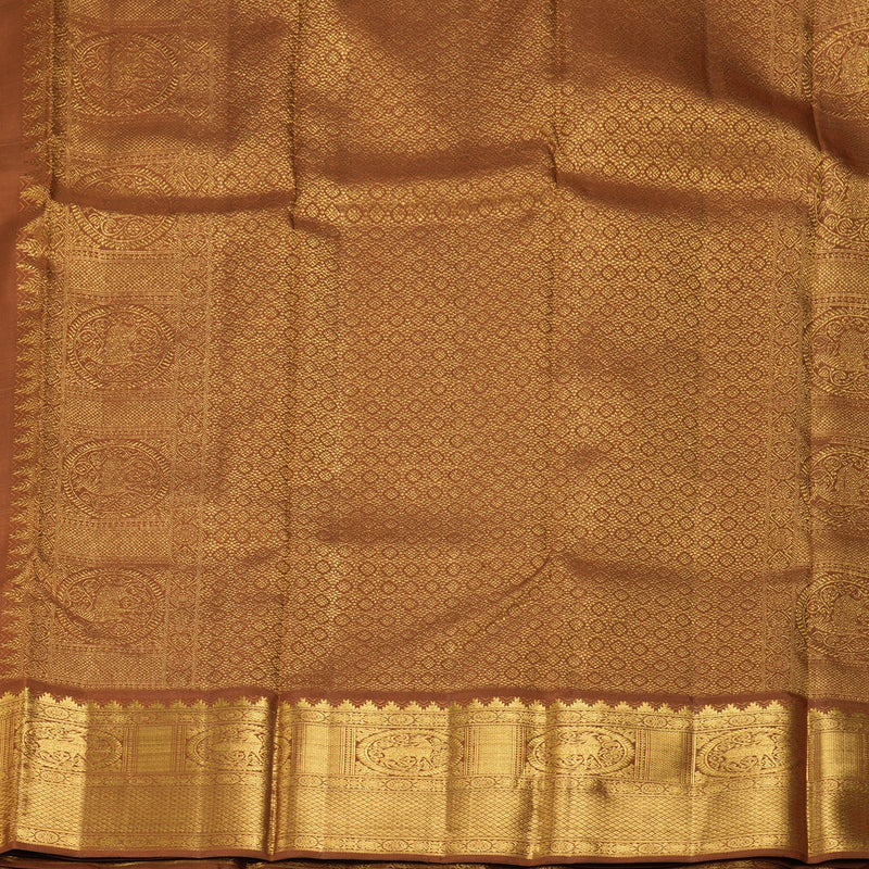Hayagrivas Handloom Lime Green Kanjivaram Silk Saree with Chocolate Brown Border KBF186E2-2