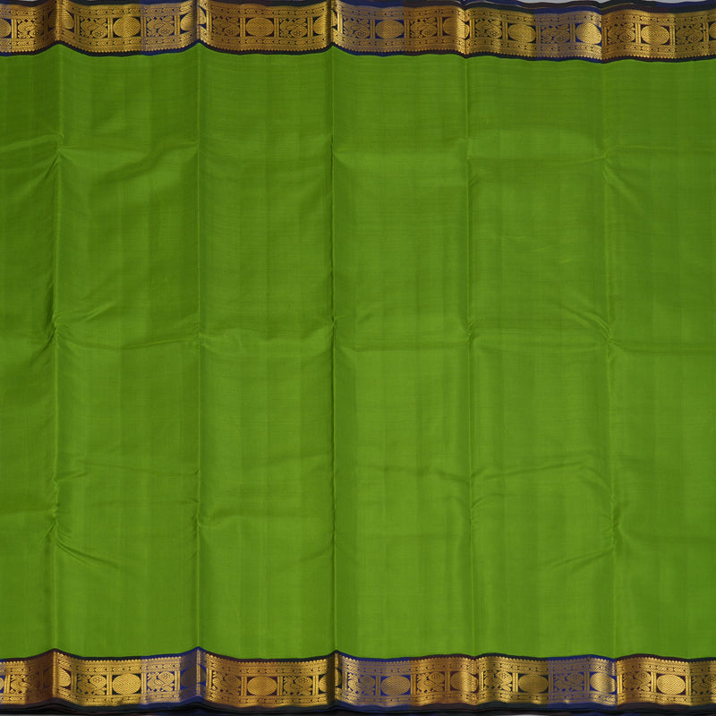 Hayagrivas Handloom Parrot Green Kanjivaram Silk Saree with Multicolour Border KBF186E5-1