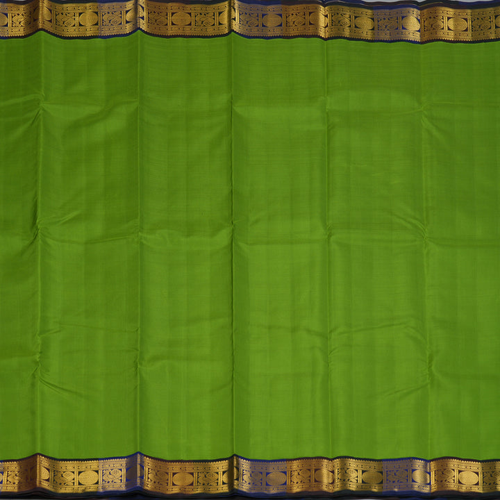 Hayagrivas Handloom Parrot Green Kanjivaram Silk Saree with Multicolour Border KBF186E5-1