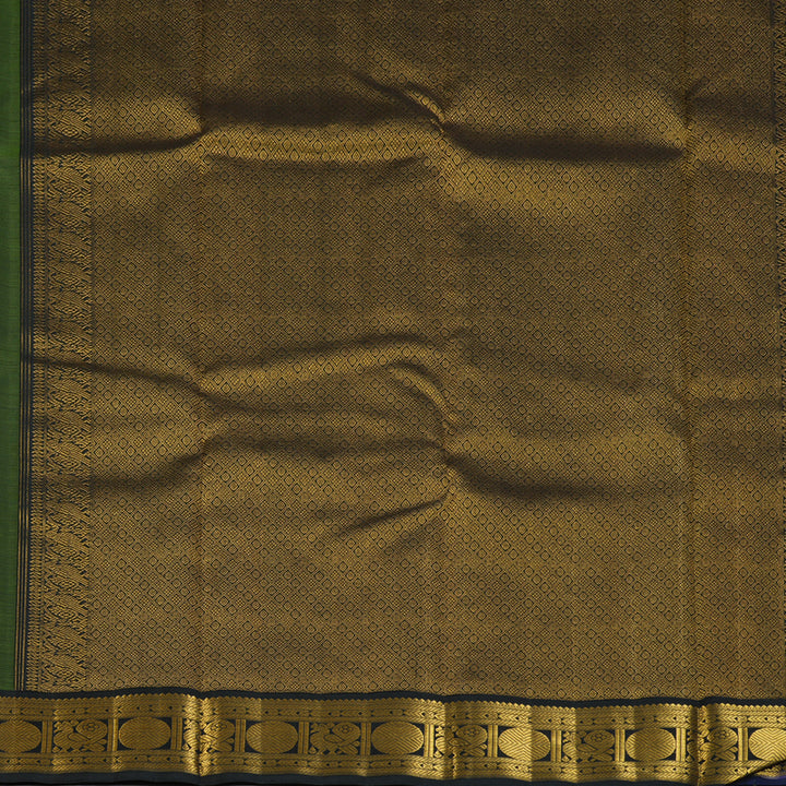 Hayagrivas Handloom Parrot Green Kanjivaram Silk Saree with Multicolour Border KBF186E5-1