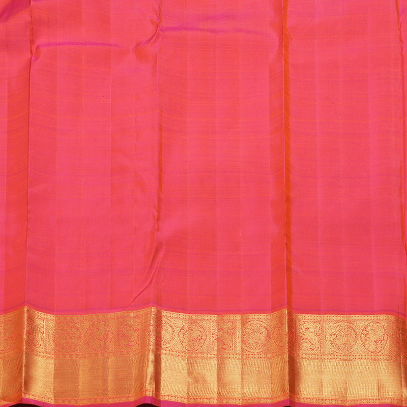 Hayagrivas Handloom Half-White Kanjivaram Silk Saree with Pink Border KBF186E6-2