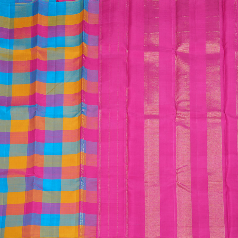 Hayagrivas Handloom Multicolour Checks Kanjivaram Silk Saree KBF188E1-1