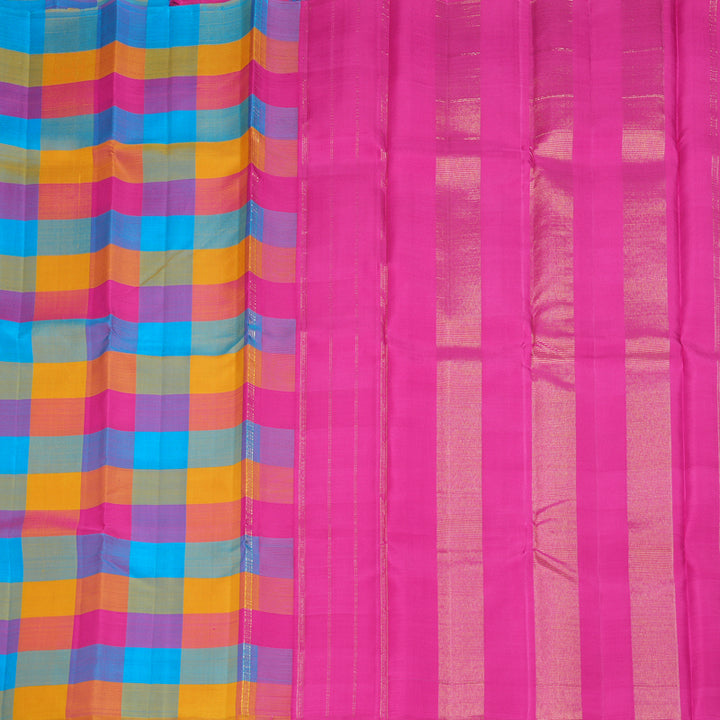 Hayagrivas Handloom Multicolour Checks Kanjivaram Silk Saree KBF188E1-1
