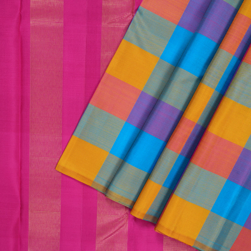 Hayagrivas Handloom Multicolour Checks Kanjivaram Silk Saree KBF188E1-1