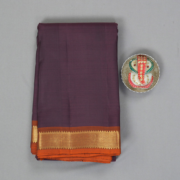 Hayagrivas Handloom Plum Purple Kanjivaram Silk Saree with Rust Orange Border KBF188E2-2