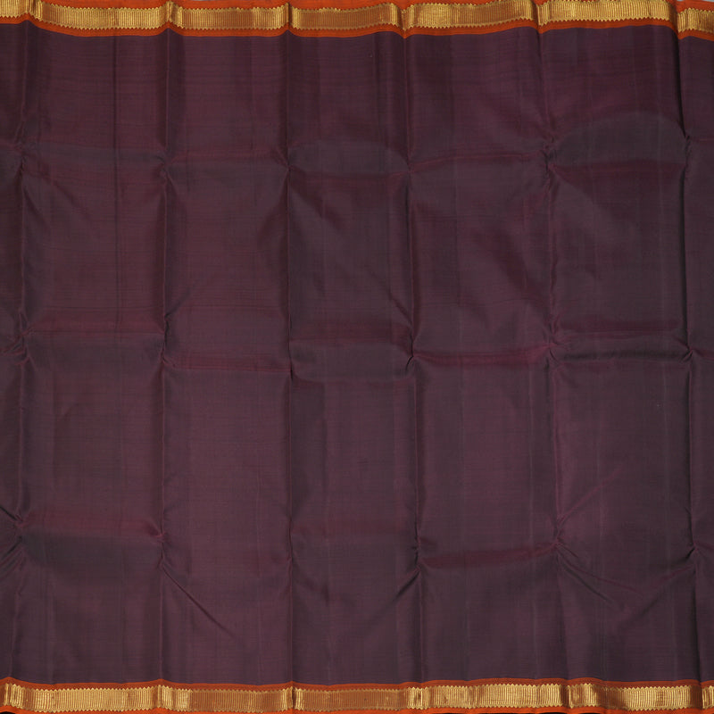 Hayagrivas Handloom Plum Purple Kanjivaram Silk Saree with Rust Orange Border KBF188E2-2