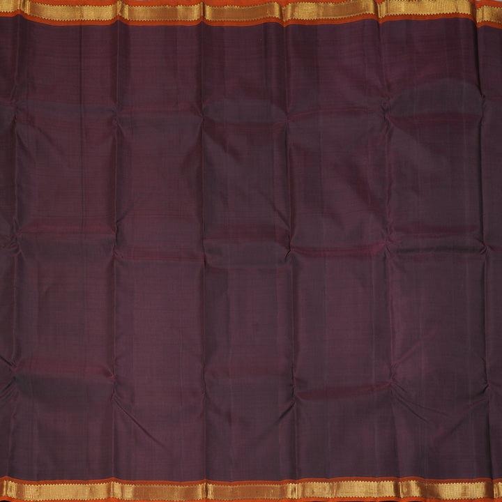 Hayagrivas Handloom Plum Purple Kanjivaram Silk Saree with Rust Orange Border KBF188E2-2