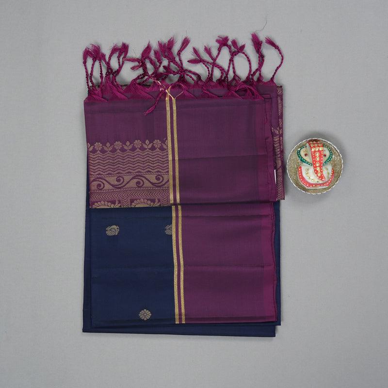 Hayagrivas Navy Blue Handloom Soft Silk Saree KBF191E1-20