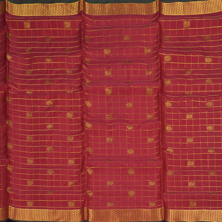 Hayagrivas Handloom Maroon Ten Yards Silk Madisar Saree KBF195E11-2