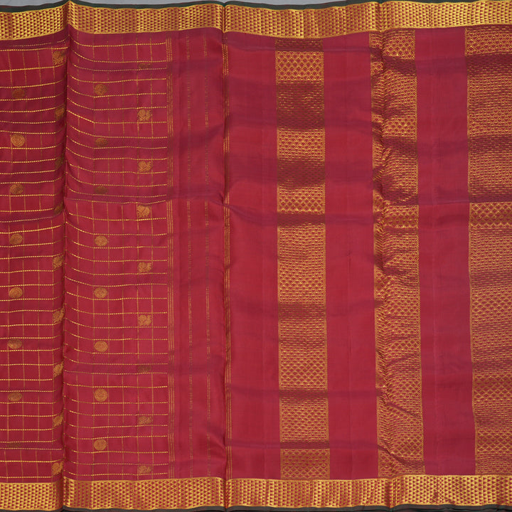 Hayagrivas Handloom Maroon Ten Yards Silk Madisar Saree KBF195E11-2