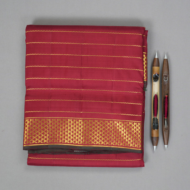 Hayagrivas Handloom Maroon Ten Yards Silk Saree KBF195E12-1