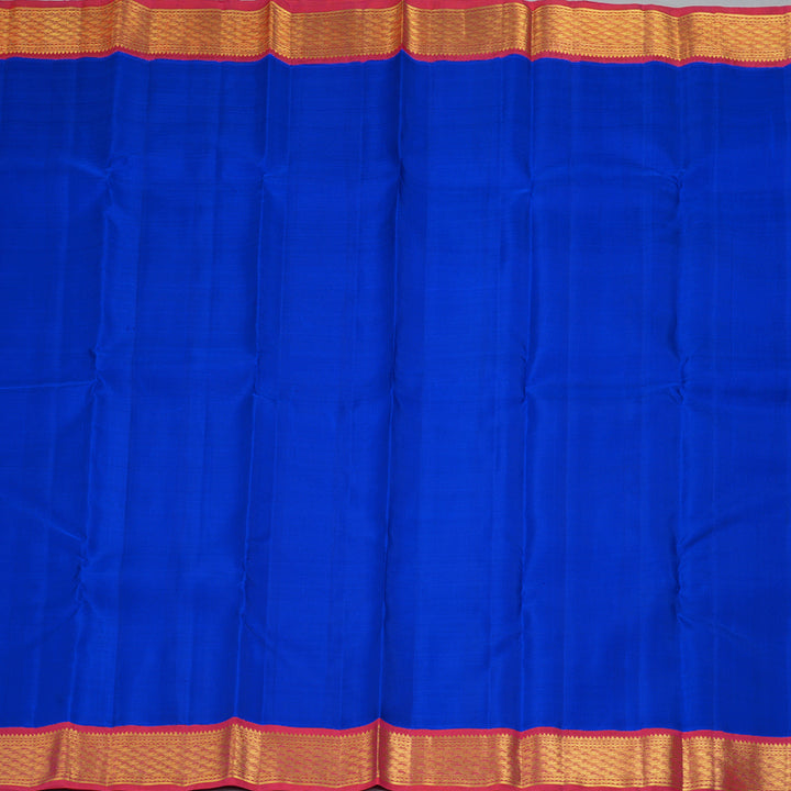 Hayagrivas Handloom MS Blue Kanjivaram Silk Saree with Reddish Pink Border KBF195E2-2
