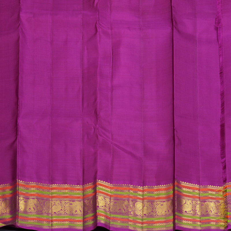 Hayagrivas Handloom Pista Green Kanjivaram Silk Saree with Purple Border KBF195E3-1