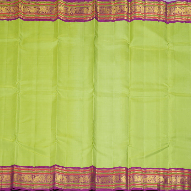Hayagrivas Handloom Pista Green Kanjivaram Silk Saree with Purple Border KBF195E3-1