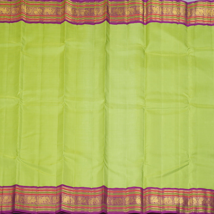 Hayagrivas Handloom Pista Green Kanjivaram Silk Saree with Purple Border KBF195E3-1