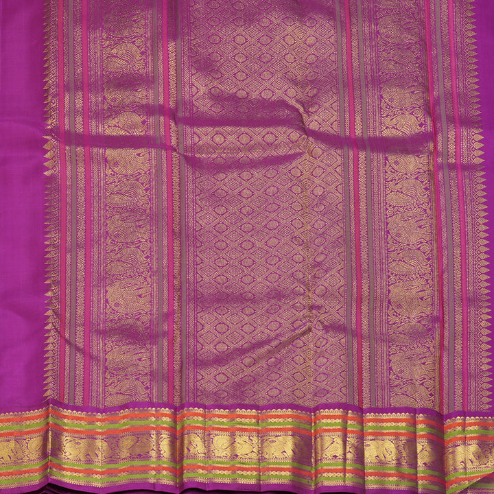Hayagrivas Handloom Pista Green Kanjivaram Silk Saree with Purple Border KBF195E3-1