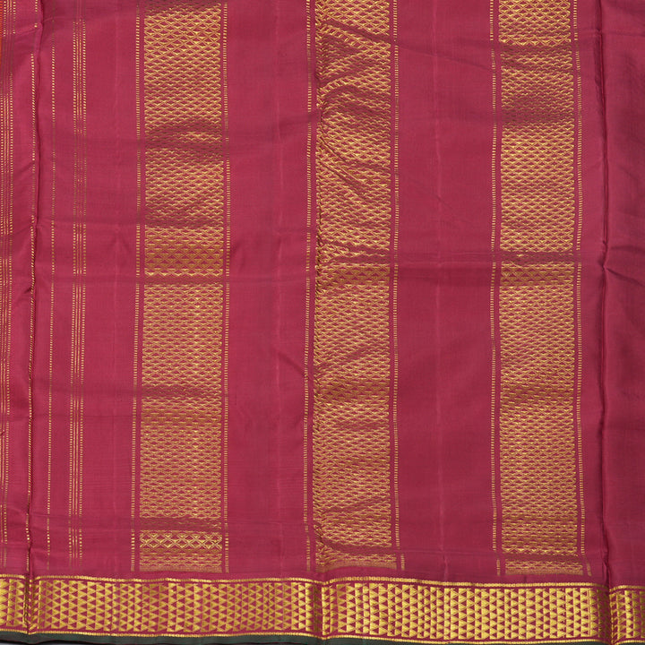 Hayagrivas Handloom Mango Yellow Ten Yards Silk Saree with Maroon Border KBF195E4-1