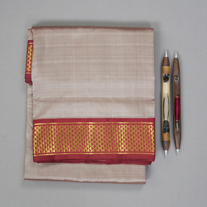 Hayagrivas Handloom Onion Pink Ten Yards Silk Saree KBF195E4-2