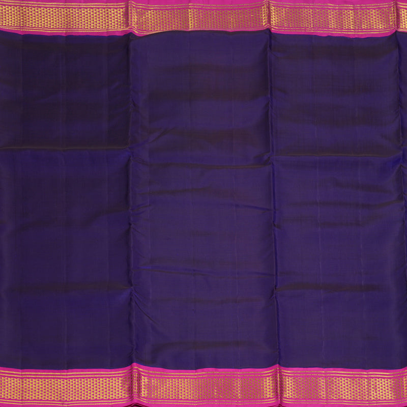 Hayagrivas Handloom Violet Ten Yards Silk Saree with Pink Border KBF195E4-3