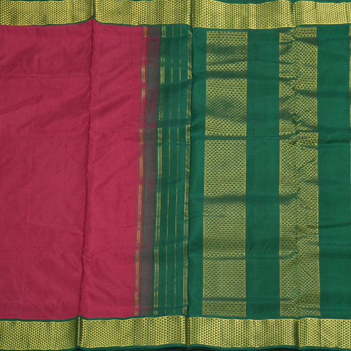 Hayagrivas Handloom Araku Maroon Ten Yards Silk Saree with Green Border KBF195E5-2