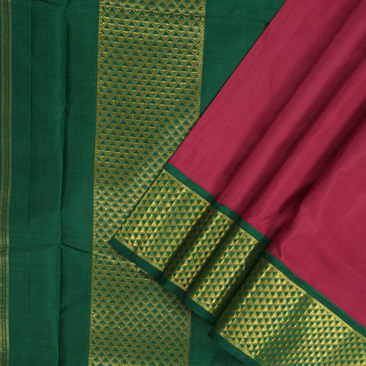 Hayagrivas Handloom Araku Maroon Ten Yards Silk Saree with Green Border KBF195E5-2