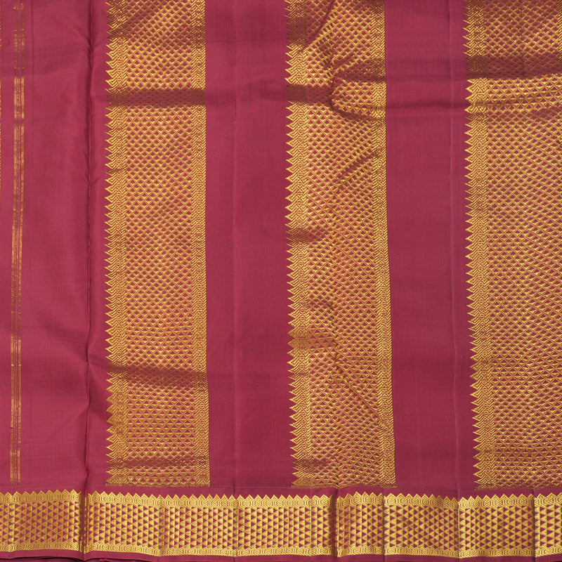 Hayagrivas Handloom Fluorescent Green Ten Yards Silk Saree with Maroon Border KBF195E6-1