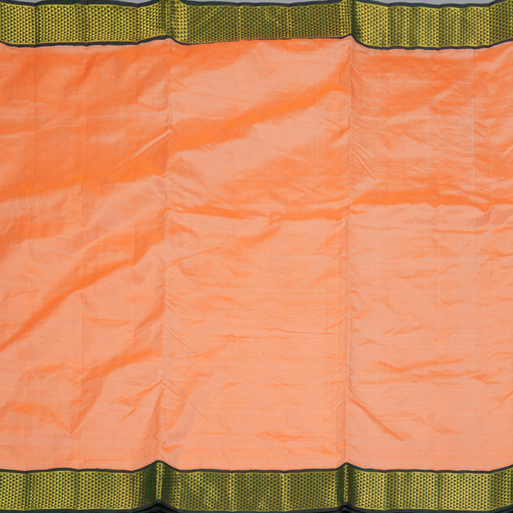 Hayagrivas Handloom Peach Orange Ten Yards Silk Saree with Karpagam Pachai Border KBF195E6-2