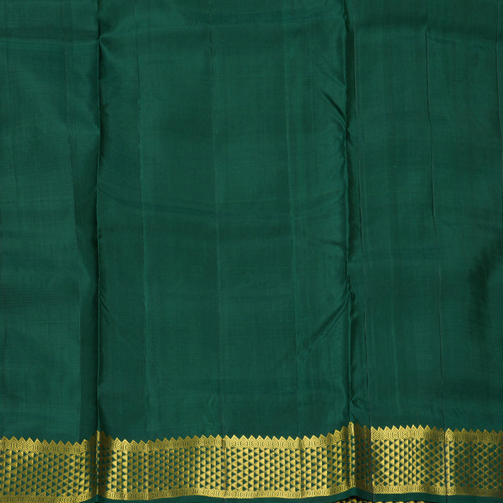 Hayagrivas Handloom Rani Pink Ten Yards Silk Saree with Bottle Green Border KBF195E6-3