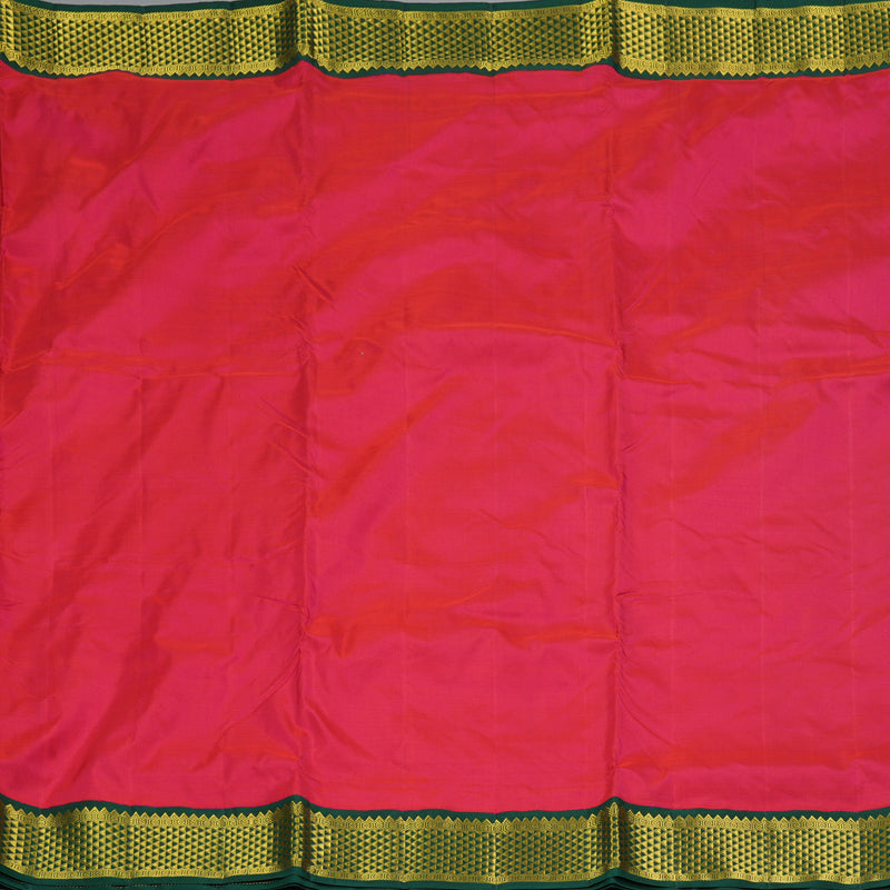Hayagrivas Handloom Rani Pink Ten Yards Silk Saree with Bottle Green Border KBF195E6-3