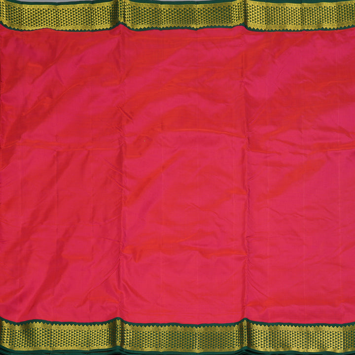Hayagrivas Handloom Rani Pink Ten Yards Silk Saree with Bottle Green Border KBF195E6-3
