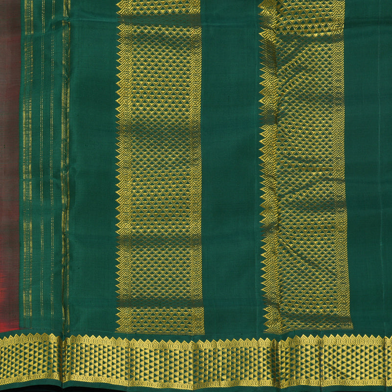 Hayagrivas Handloom Rani Pink Ten Yards Silk Saree with Bottle Green Border KBF195E6-3