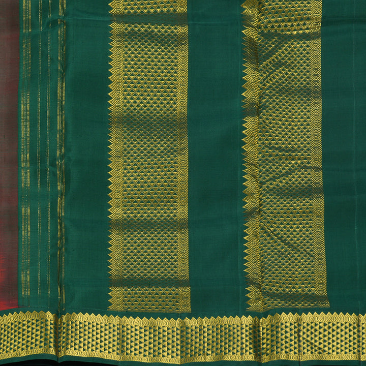 Hayagrivas Handloom Rani Pink Ten Yards Silk Saree with Bottle Green Border KBF195E6-3