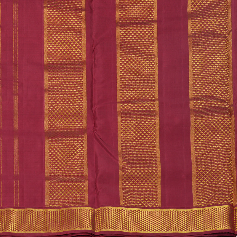 Hayagrivas Handloom Mango Yellow Ten Yards Silk Saree with Maroon & Green (Ganga Jamuna) Border KBF195E7-1