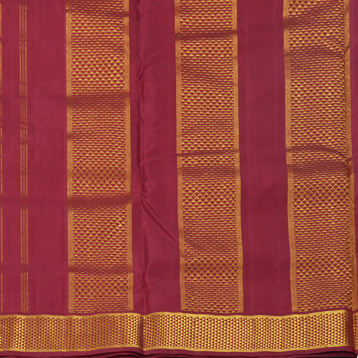 Hayagrivas Handloom Mango Yellow Ten Yards Silk Saree with Maroon & Green (Ganga Jamuna) Border KBF195E7-1